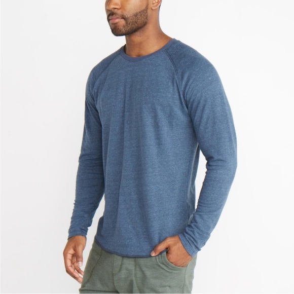 Marine Layer Double Knit Baseball Raglan Blue Large - Picture 13 of 14